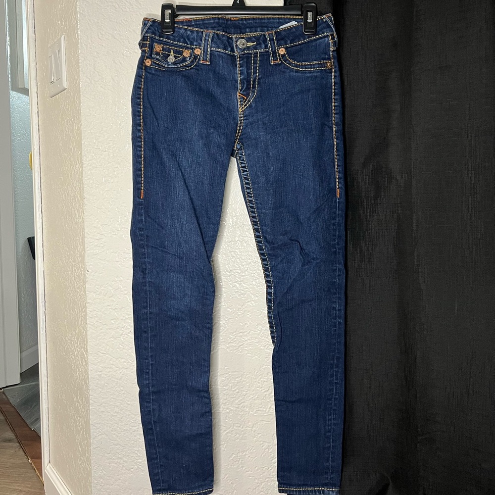 TRUE RELIGION Super Skinny Jeans Dark Blue Wash